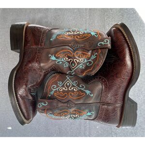 Ariat Fatbaby Women’s Brown Leather Embroidered Cowboy Western Boots | Sz 6.5B
